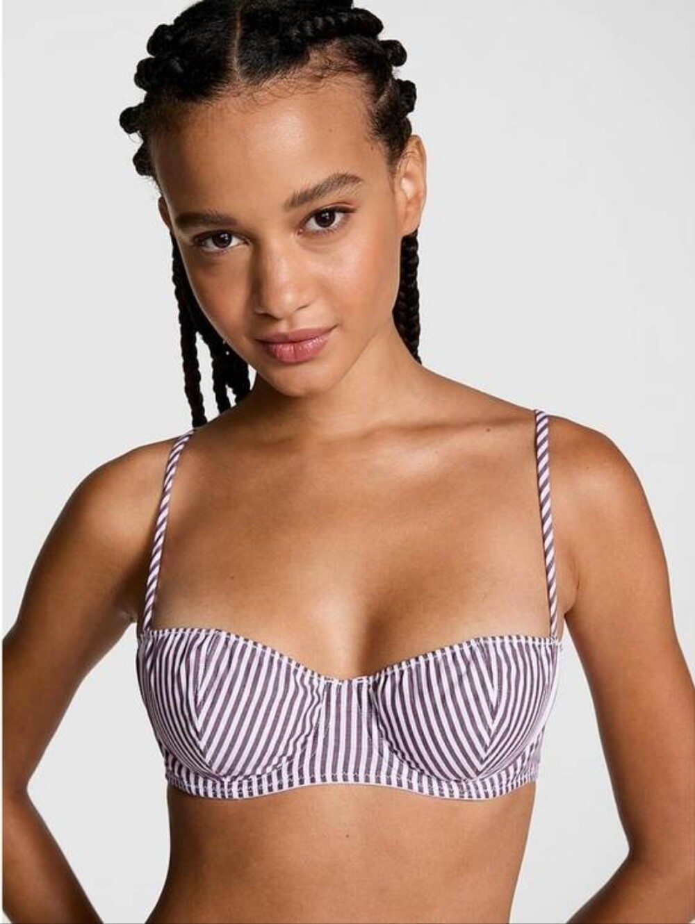 PINK By Victorias Secret Cotton Unlined Balconette Bra -Wild Rose Stripe P